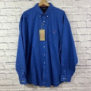 Montauk Tackle Co 2XL Pima Cotton Twill Button Up Shirt Blue Men's